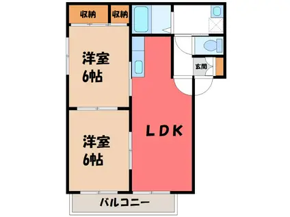 ヴィルヌーブA(2LDK/2階)の間取り写真