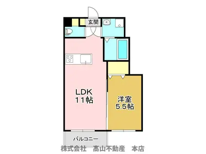ラフォーレさつき 壱番館(1LDK/1階)の間取り写真
