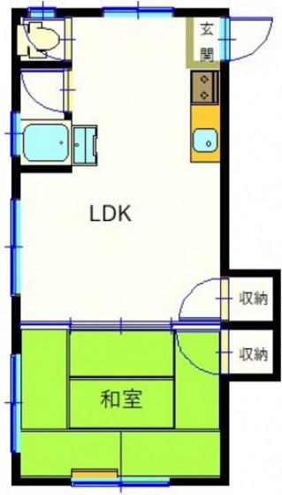 第1田万里ビル(1LDK/4階)の間取り写真