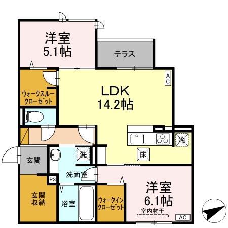 DS LIEN  C(2LDK/1階)の間取り写真