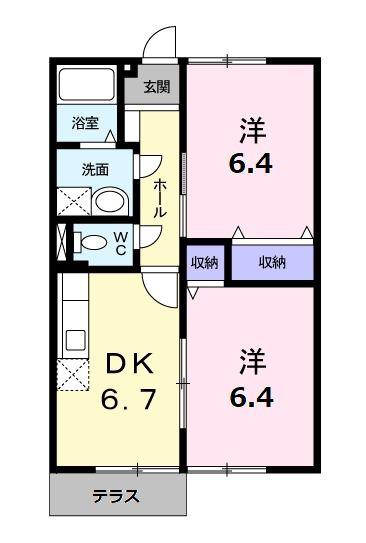 ウエストコート勢田(2DK/1階)の間取り写真