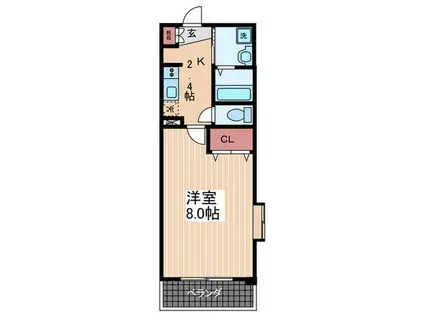 アルトゥーラアルテーロ(1K/2階)の間取り写真