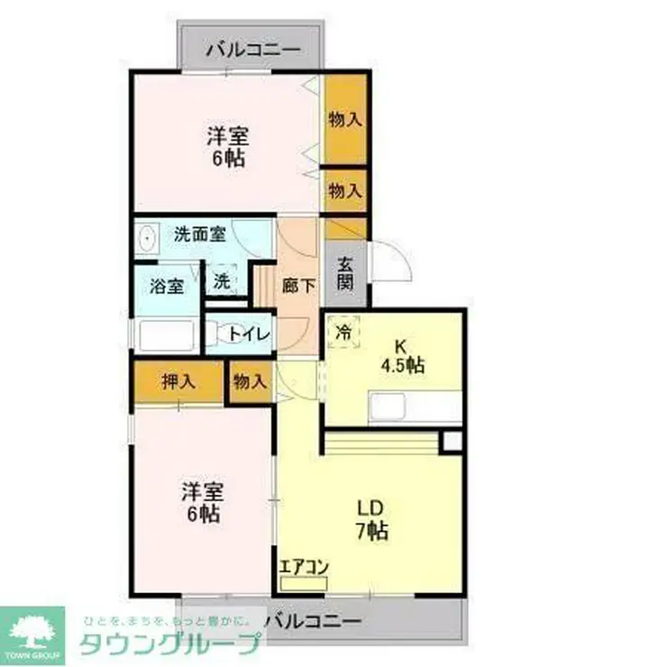 ランドウィン六番館 1階階 間取り