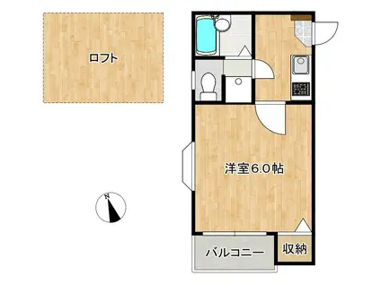 ピュア姪浜6番館(1K/1階)の間取り写真