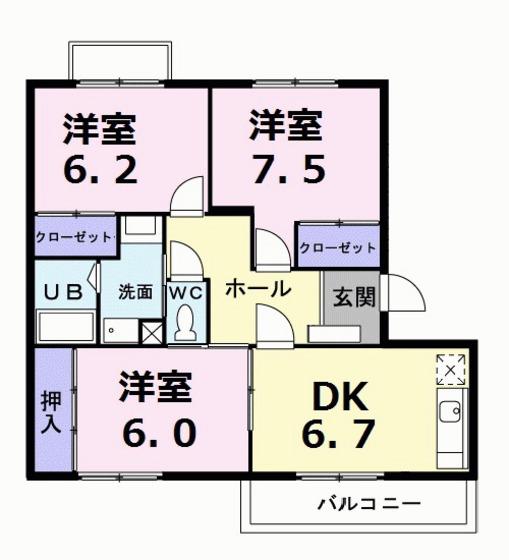 エスポワールメーゾン(3DK/3階)の間取り写真