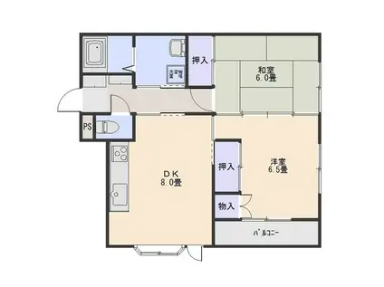 シャタレイ日吉(2LDK/1階)の間取り写真