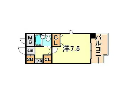 ライオンズマンション神戸西橘通(1K/4階)の間取り写真