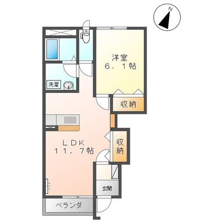 サークルコート I(1LDK/1階)の間取り写真