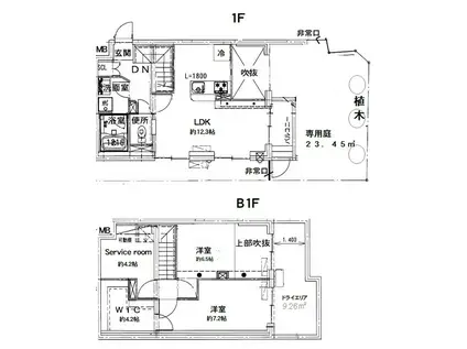 ミライエ表参道(2SLDK/B1階)の間取り写真