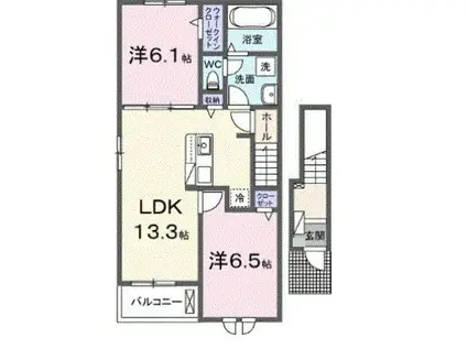 サニーコリーヌ(2LDK/2階)の間取り写真