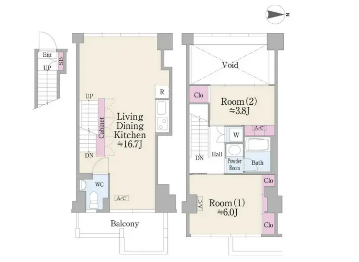 ROKATERRAZZA 5階階 間取り
