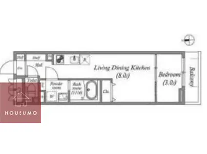 S-MOVE緑橋II(1LDK/1階)の間取り写真