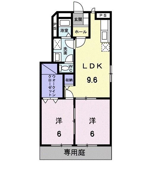 エクセル58A(2LDK/1階)の間取り写真