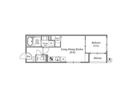 ソレイユ大東町(1LDK/2階)の間取り写真