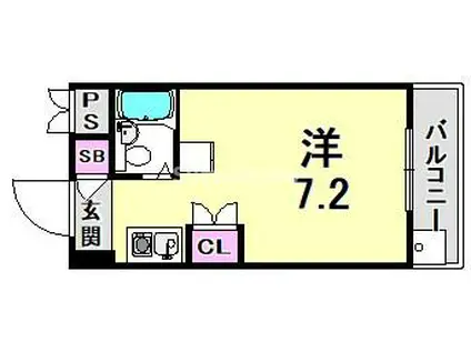 ラファエラ鳴尾II(ワンルーム/2階)の間取り写真