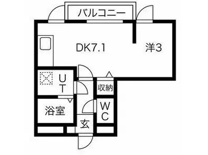 メリディアンなないろの里 弐番館(ワンルーム/1階)の間取り写真