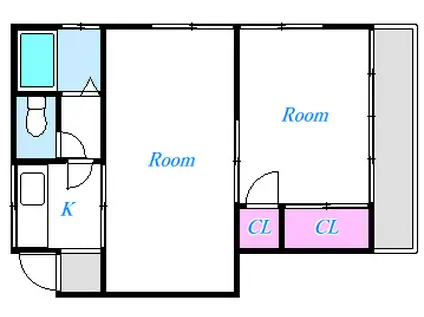 古矢アパート(2K/2階)の間取り写真