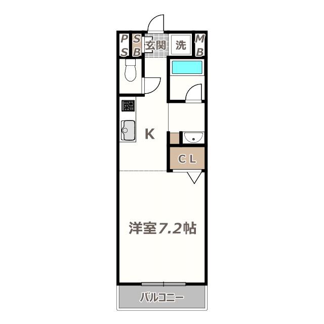 クレド山之内(1K/4階)の間取り写真