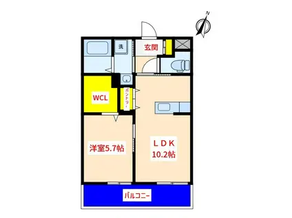 ISLAND国分中央(1LDK/4階)の間取り写真