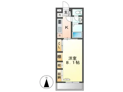 OHANA栄生(1K/1階)の間取り写真