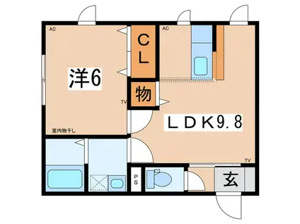 サンテラス松が岬A(1LDK/1階)の間取り写真