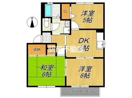 セントラルグレイスE(3DK/1階)の間取り写真