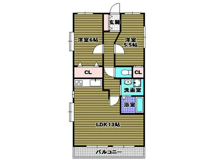 酒井ハイツ(2LDK/3階)の間取り写真