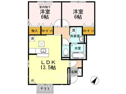 アゼリア テラス(2LDK/1階)の間取り写真
