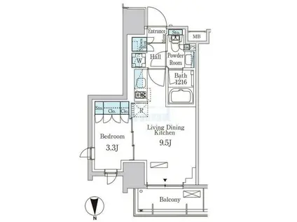 パークアクシス池袋(1LDK/15階)の間取り写真