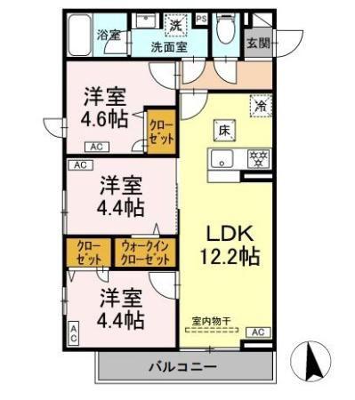 セレスティア岡本(3LDK/1階)の間取り写真