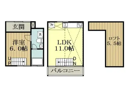FLAT K2(1LDK/1階)の間取り写真