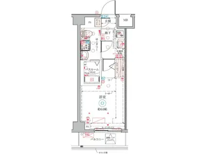 クレヴィスタ横浜矢向(1K/1階)の間取り写真