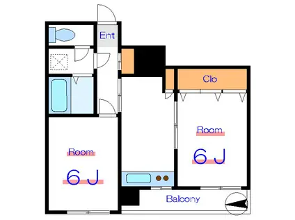 VISUAL CITY(2DK/6階)の間取り写真