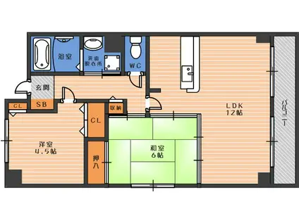 グレイスアベリア(2LDK/2階)の間取り写真