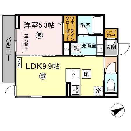 アベリアII番館(1LDK/1階)の間取り写真