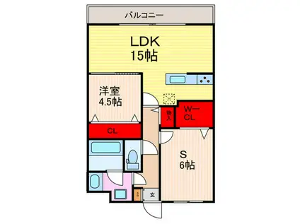 グローリードミール天神(1SLDK/2階)の間取り写真