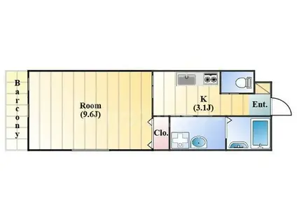 TAC FOREST(1K/1階)の間取り写真
