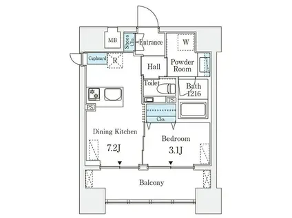 STANDZ京都二条(1DK/1階)の間取り写真