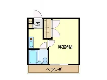 ヴェルデハイツ(1K/2階)の間取り写真