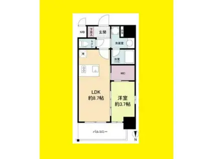 リヴェント福島(1LDK/13階)の間取り写真