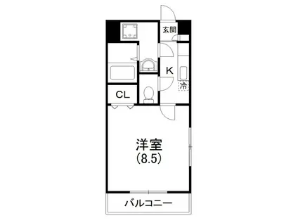 バンブーリーヴスIII(1K/3階)の間取り写真