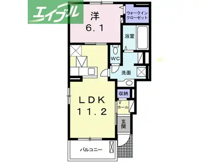 アルモニー倉敷II(1LDK/1階)の間取り写真