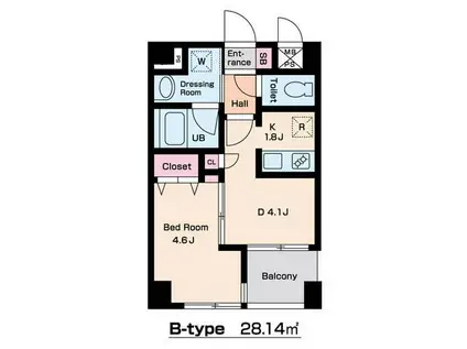 プレジールS(1DK/2階)の間取り写真