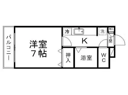 ソレイユ宮城野I(1K/4階)の間取り写真