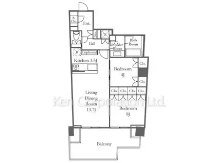 プラウド南麻布(2LDK/6階)の間取り写真