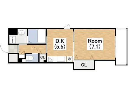 ラヴェニール(1K/5階)の間取り写真