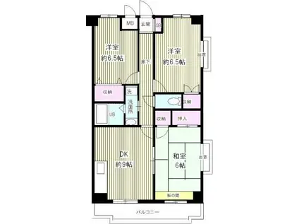 SCヒルズ稲毛(3DK/2階)の間取り写真