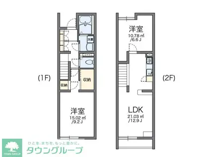 レオパレスコヅチI(2LDK/1階)の間取り写真