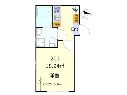 フェリス浮間舟渡(1K/2階)の間取り写真