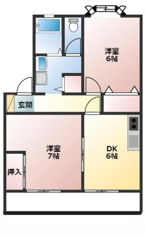 エッセルハウス(2DK/1階)の間取り写真